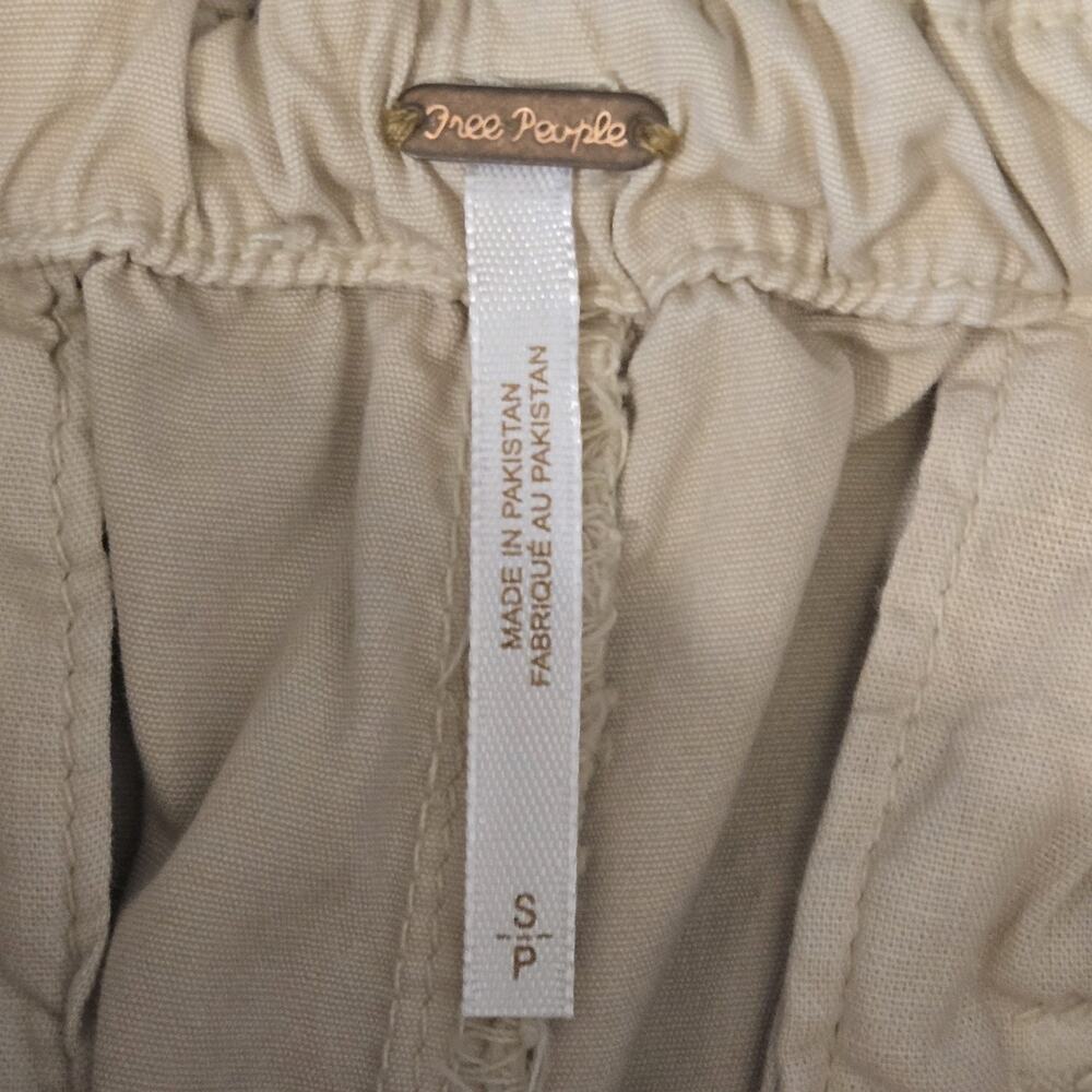 Free People Drawstring Parachute Ruched Shirred Hem Tan Khaki Pants Size Small - Picture 9 of 10